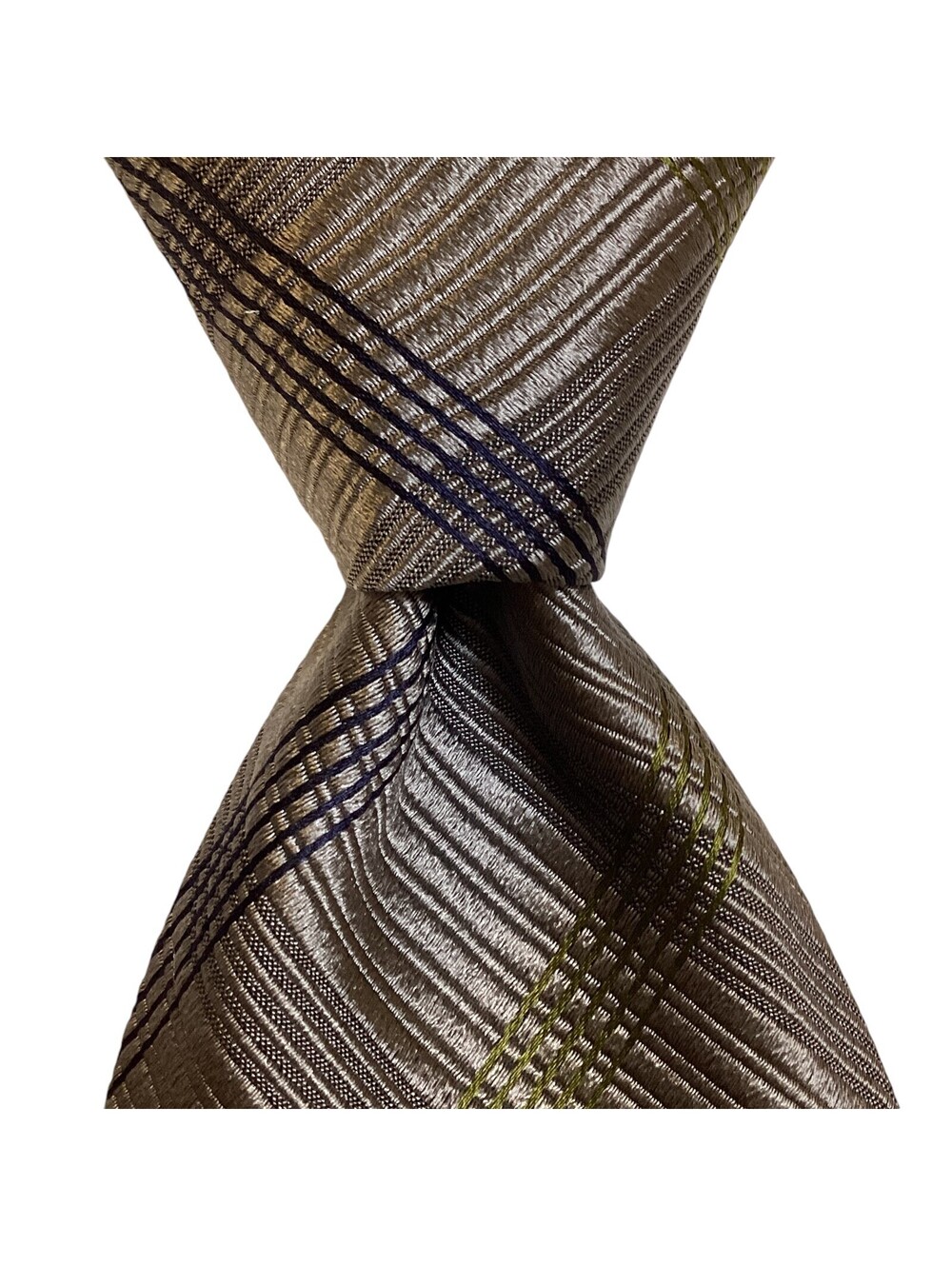 ALTEA Men's 100% Silk 58" Necktie ITALY Designer Plaid Gray/Blue/Green NWD